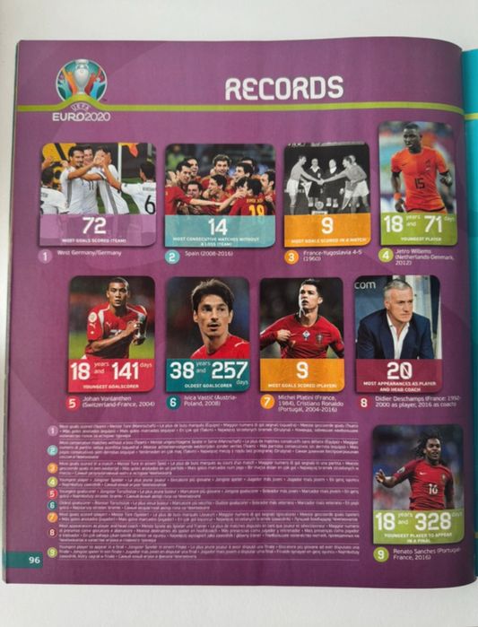 Caderneta Futebol EURO 2020 Incompleta com 100 Cromos Colados