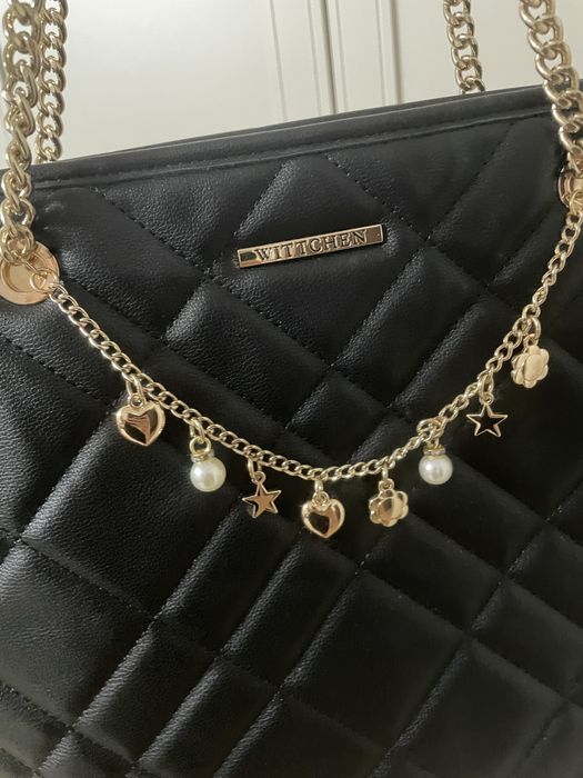 Torebka shopper z pikowanej ekoskóry z ozdobnym łańcuszkiem Wittchen