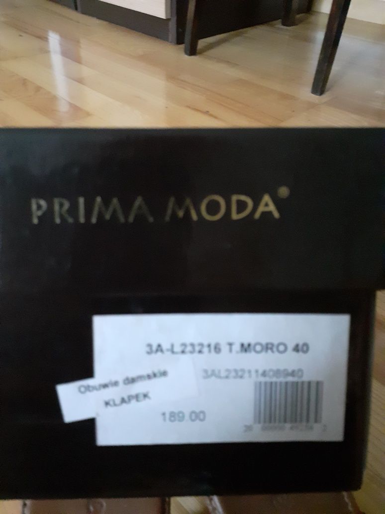 Klapki skóra naturalna Prima Moda r.40