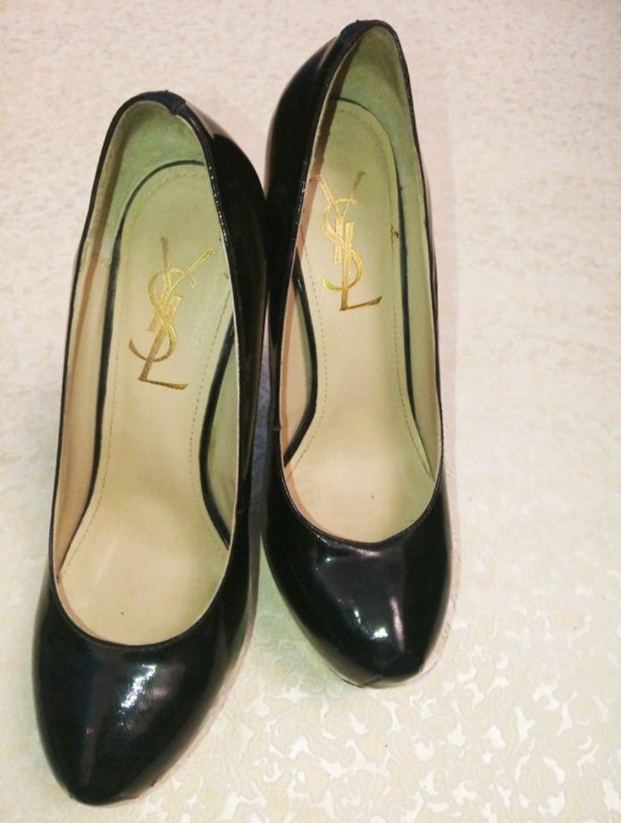 Туфли yves saint laurent YSL черные лаковые 35,5-36 р, 23 см