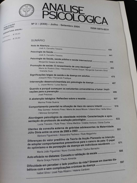 Análise Psicológica Nº3 Série XXII