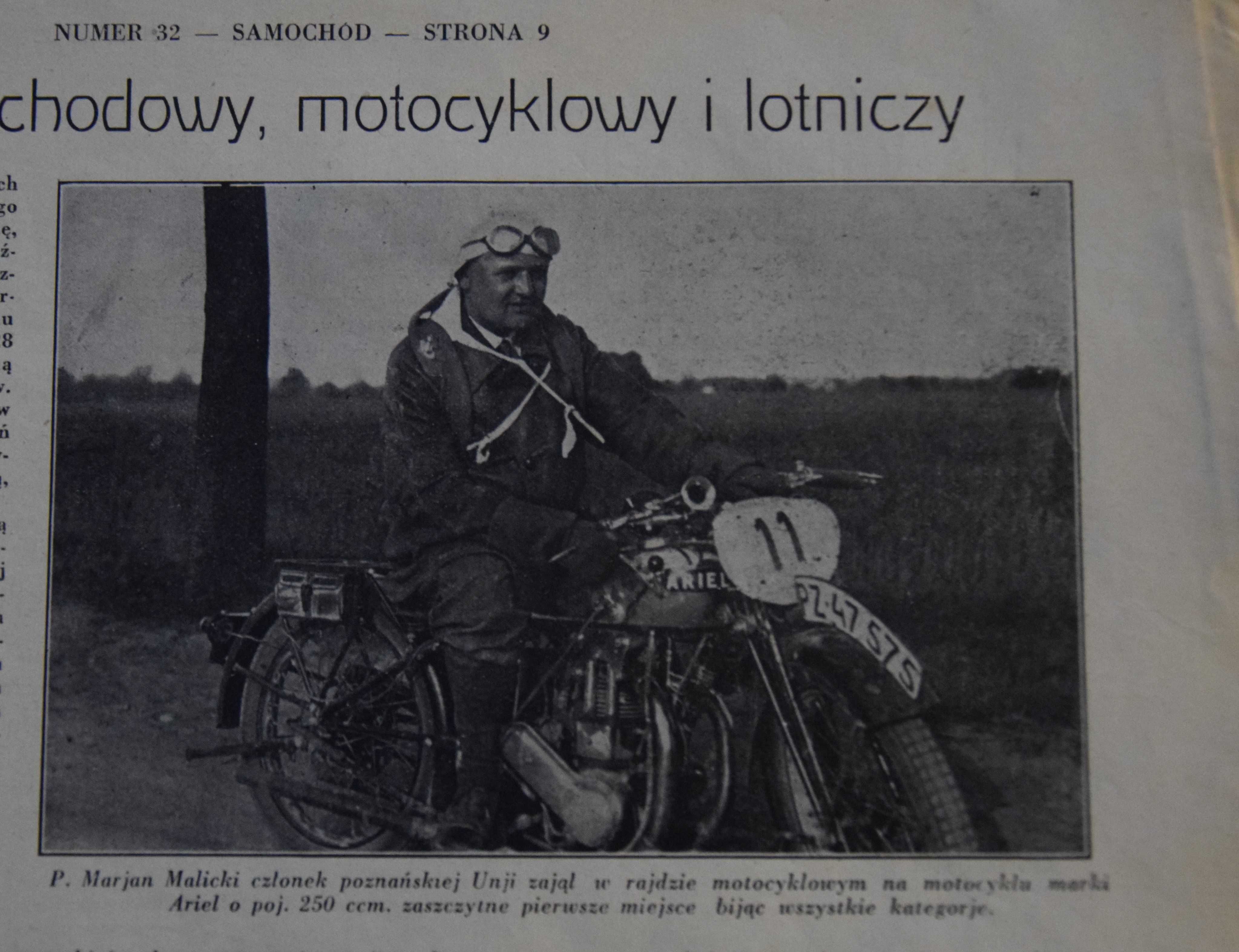 Czasopismo Samochód Rok 1930 ARIEL motocykl 2RP