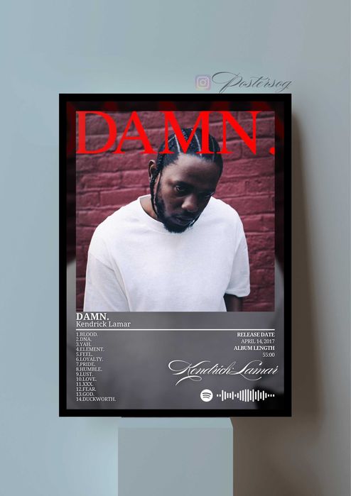 Kendrick Lamar Damn plakat w ramce a3 obraz kdot wzór cd album