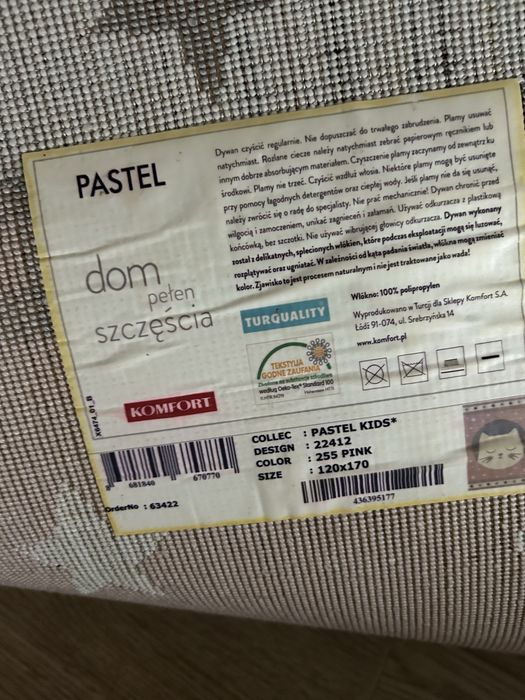Dywan dla dzieci z kotkiem kot różowy 120x170
