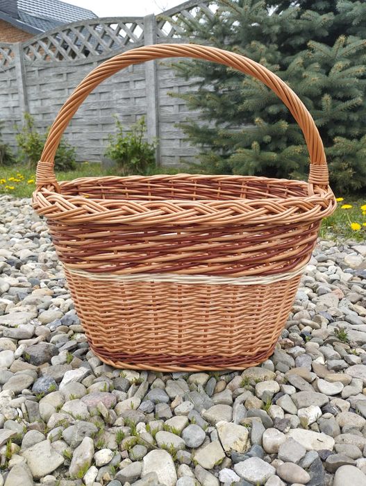 Duży kosz wiklinowy na zakupy grzyby koszyk prezentowy piknikowy