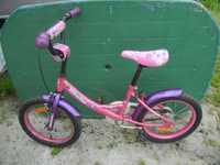 rower rowerek dla dziewczynki koła 16 cali ładny różowo fioletowy