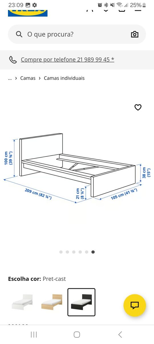 Cama IKEA Malm solteiro