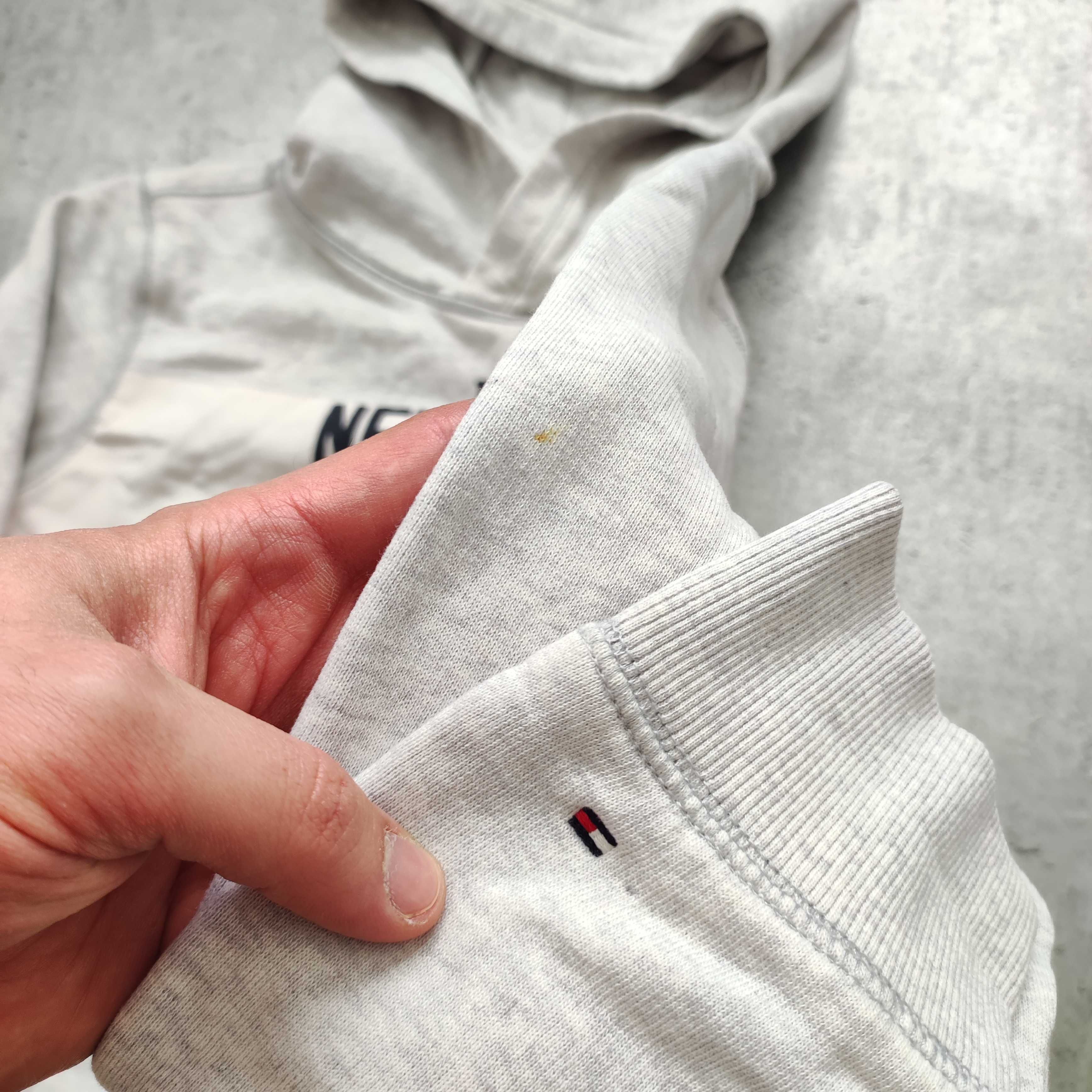 DAMSKA Bluza z Kapturem Szara Elegancka duże Logo Tommy Hilfiger Denim