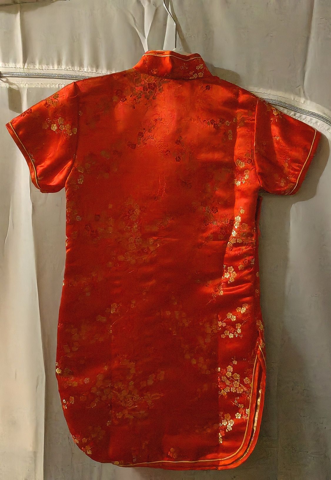 Vestido Qipao chinês vermelho de manga curta, menina 4 anos