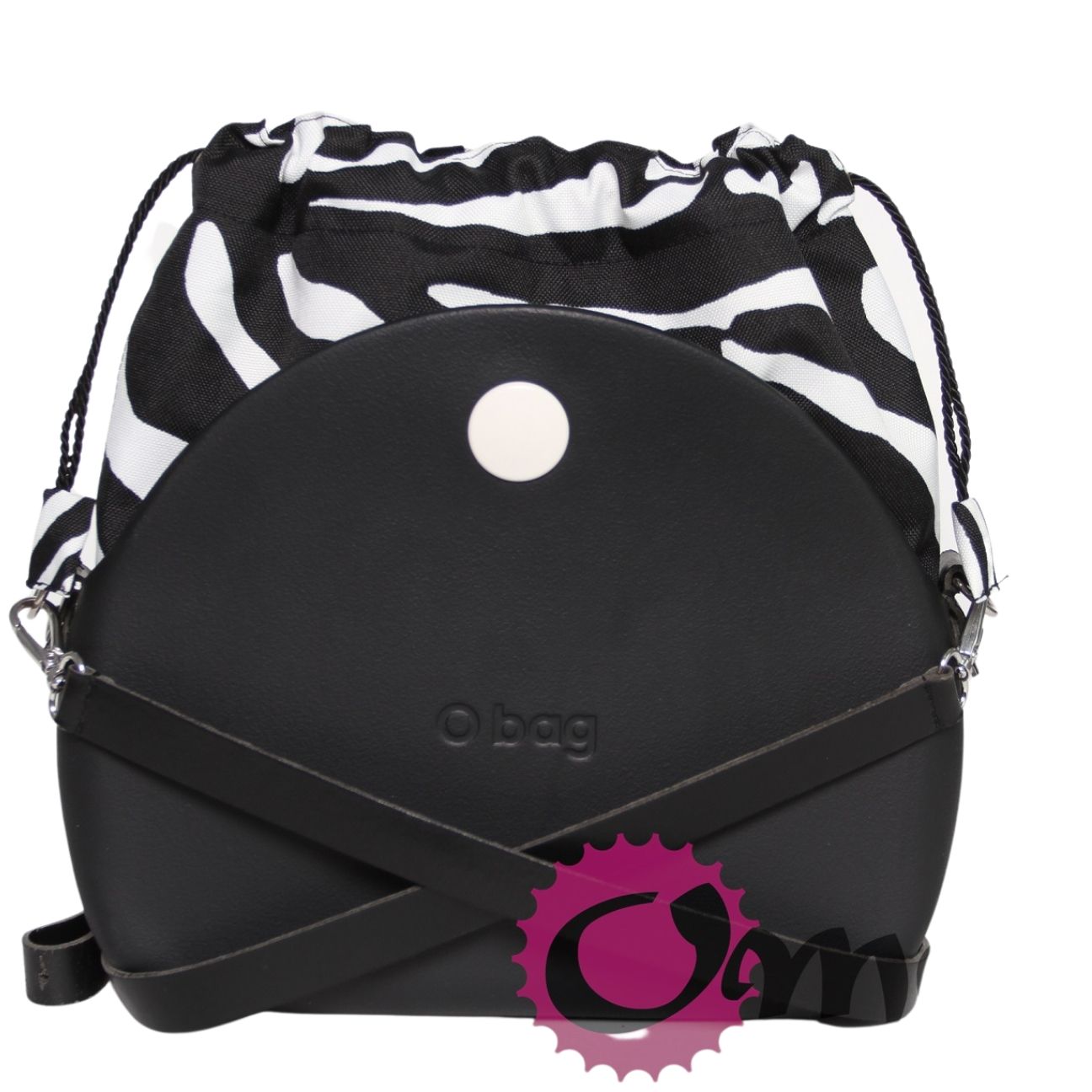 CZARNY organizer OBAG MOON LIGHT worek zebra 2 kieszenie komin OMAY