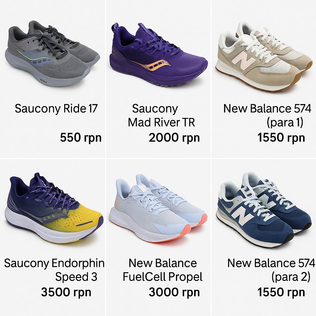 New Balance, Saucony. Устілки 23,5-24 см.Деякі пари з чеками, коробки
