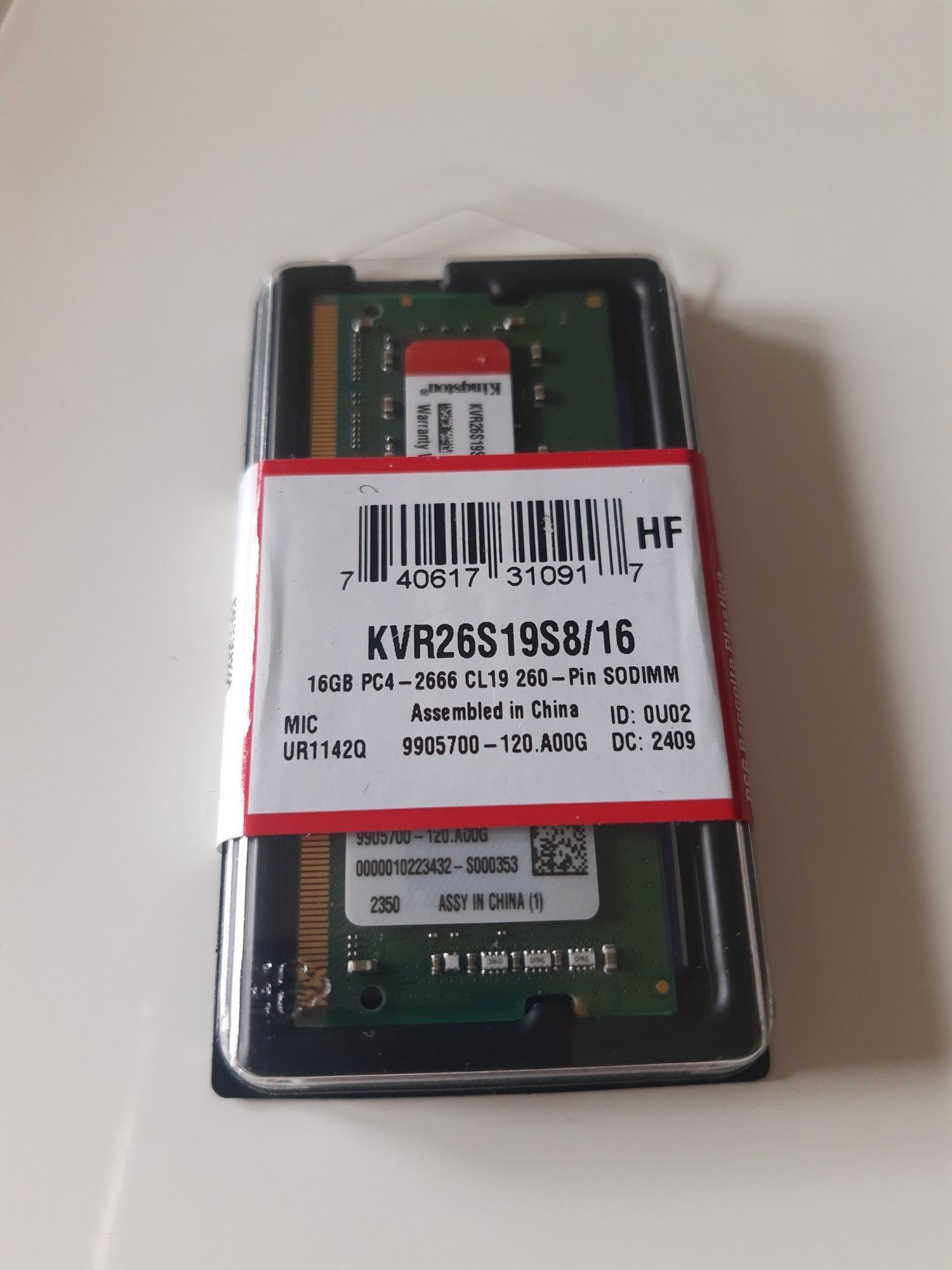 Kingston SODIMM DDR4 16GB KVR26S19S8/16