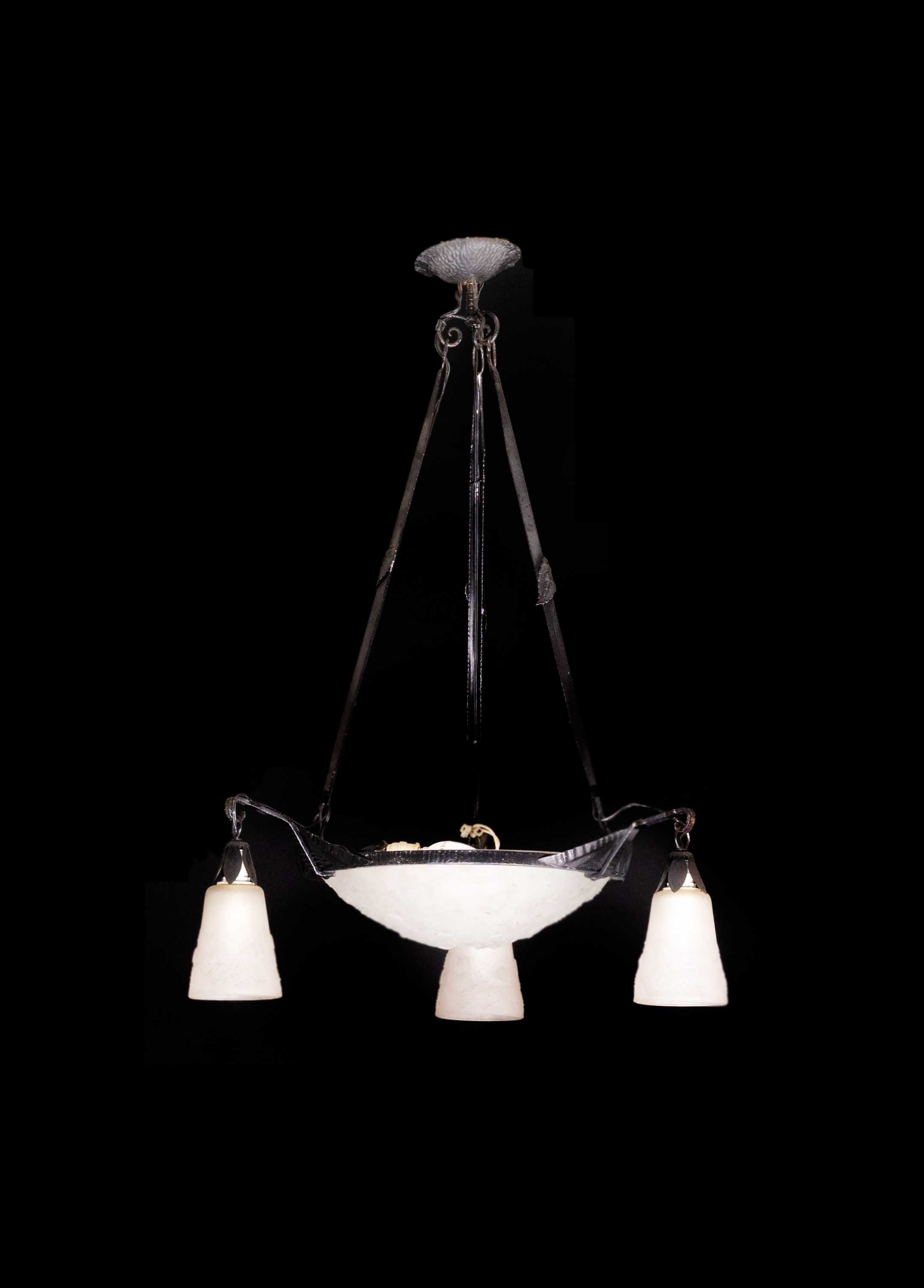 Lustre ferro forjado Müller Frères Arte Nova | 96 cm