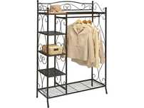 Two Clothing Racks with Shelving Unit on top and sides.