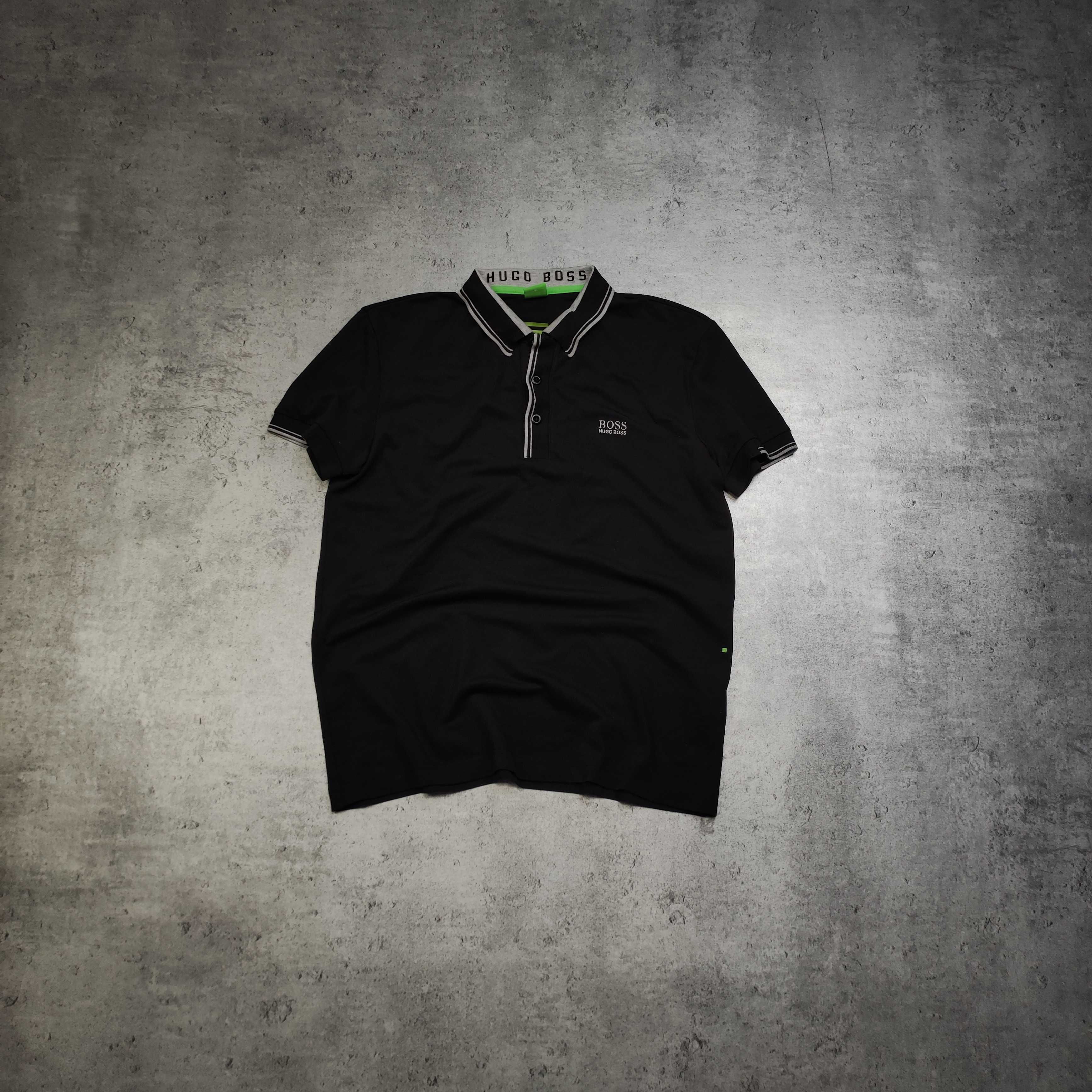 MĘSKA PREMIUM Elegancka Koszulka Polo Czarna Haft Logo Hugo Boss