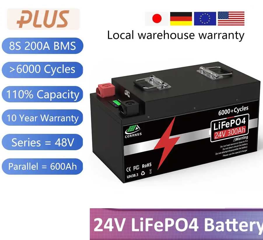 24V 240Ah LiFePO4 Battery 5.7KW 6000+ BMS (Літій-залізо-фосфатний)