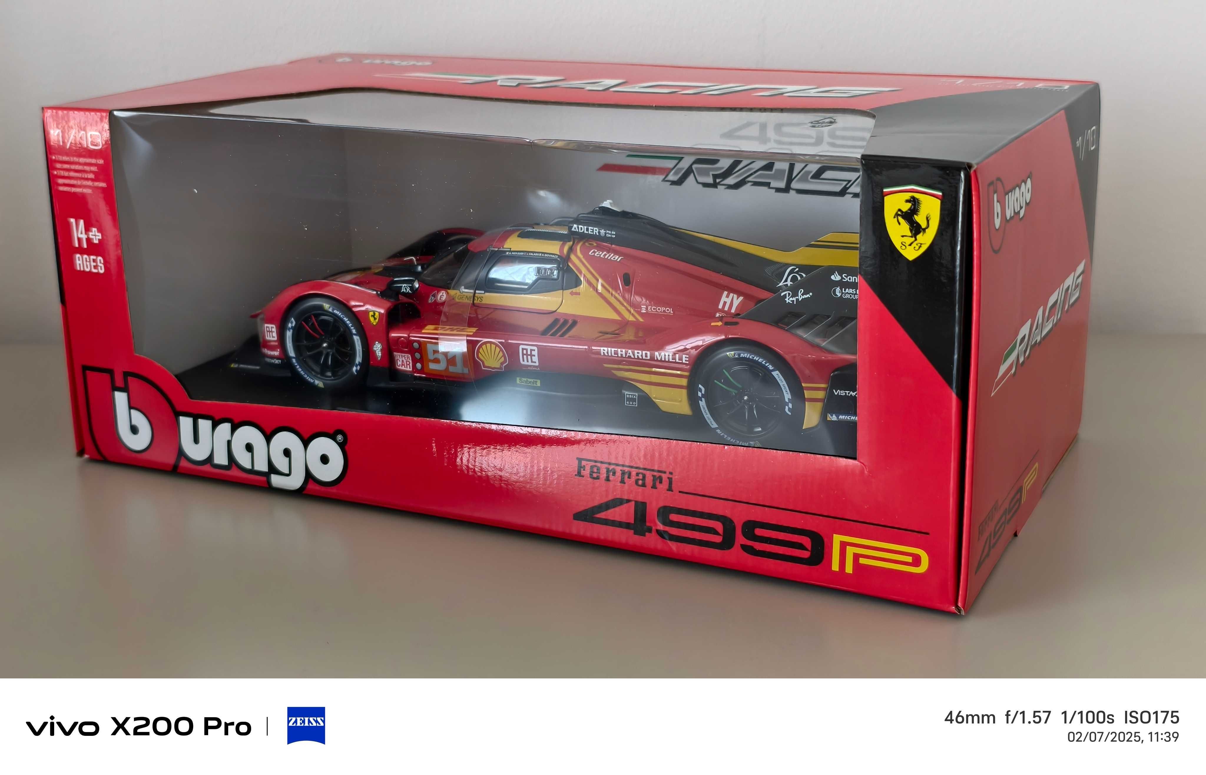 Bburago 1:18 Ferrari 499P Calado Pier Guidi Giovinazzi WEC Qatar 2024
