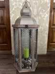 Lampion latarnia drewno metaloplastyka boho vintage 80 cm