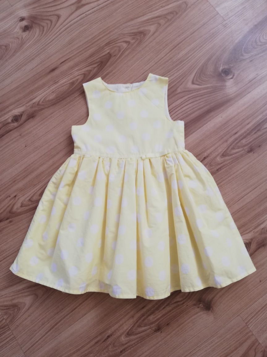 Sukienka r86/92 żółta w grochy