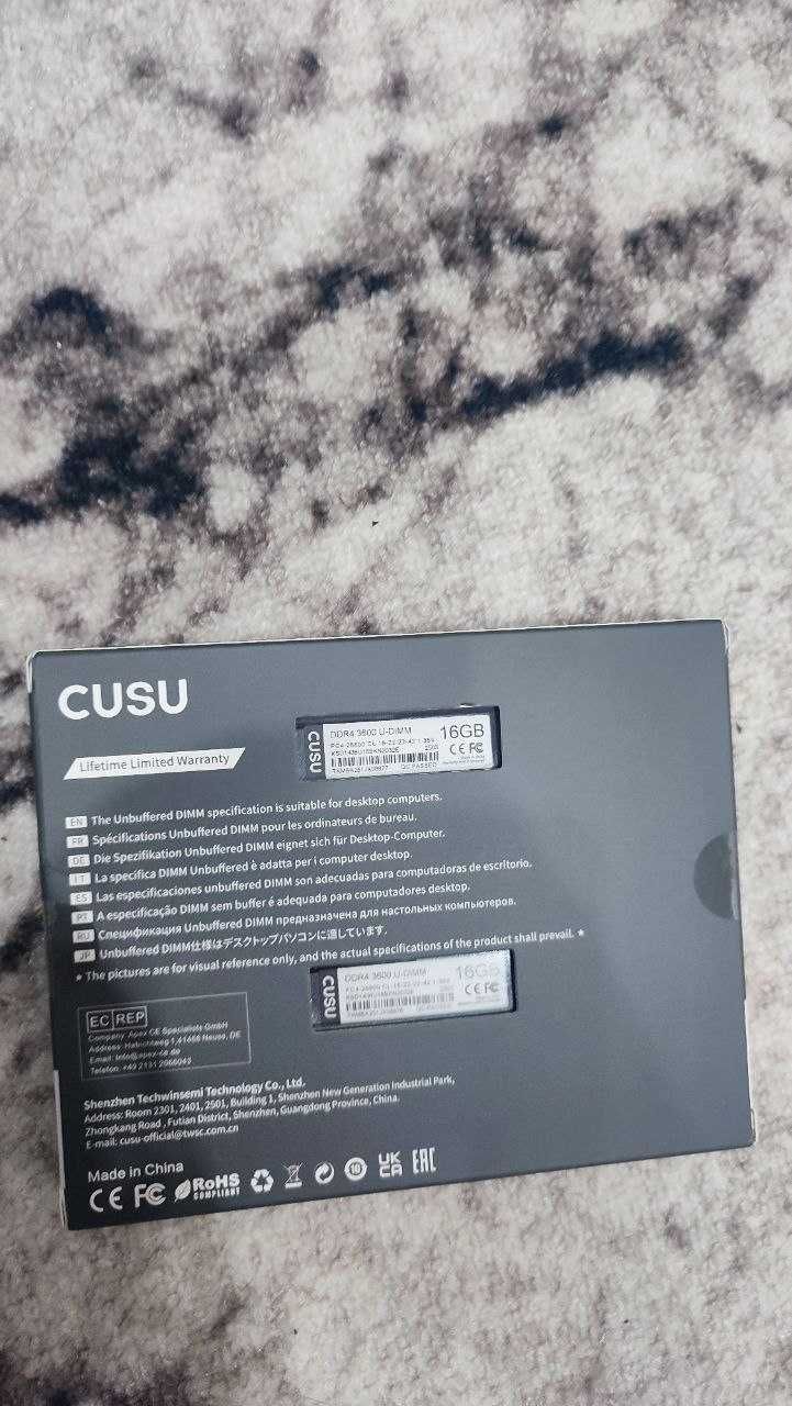 ОЗУ CUSU DDR4 32 gb 3600 Mhz Новая