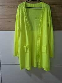 Kardigan sweter nowy neon żółty M L XL