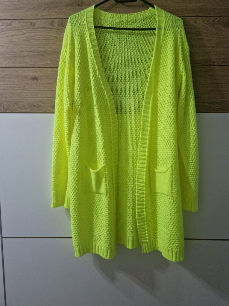 Kardigan sweter nowy neon żółty M L XL