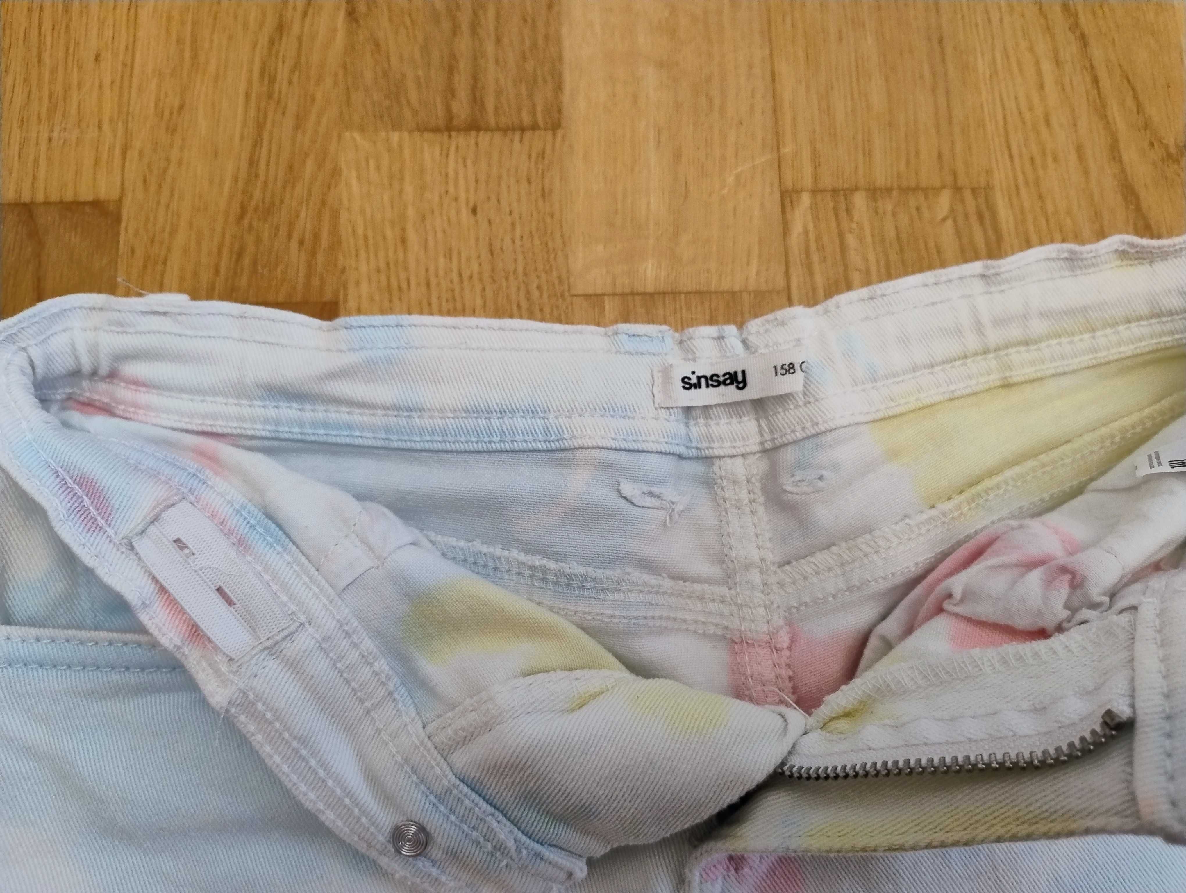 Spodenki dziewczęce Sinsay 158 tie dye jeansowe szorty kolorowe