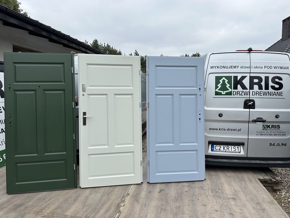 Drzwi drewniane zewnętrzne  wewnątrzklatkowe Na wymiar Montaż KLATKOWE