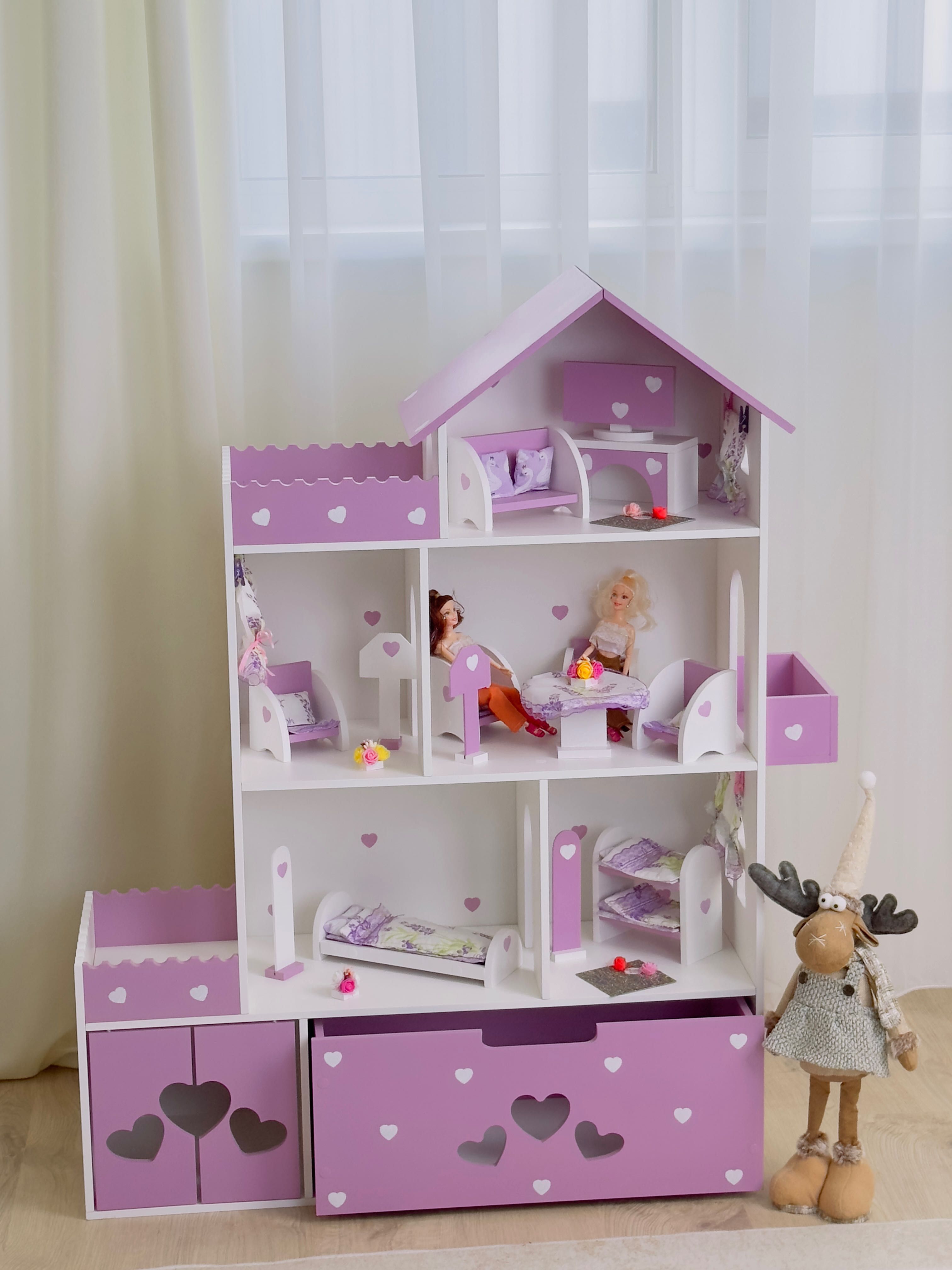 Кукольный домик барби Дом с выдвижным ящиком для кукол