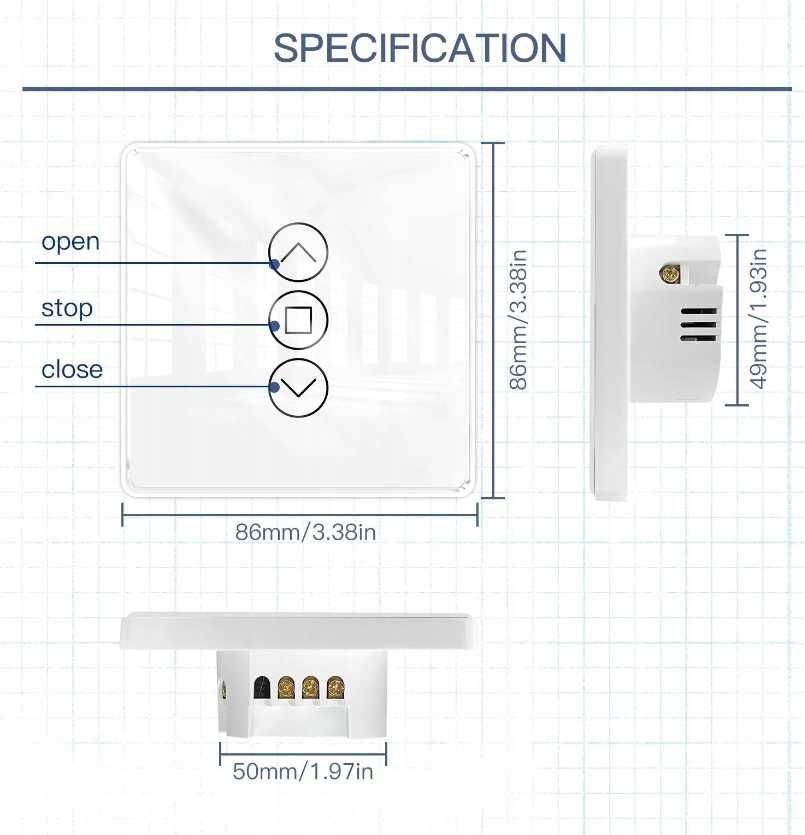 MOES dotykowy szklany przycisk sterownik rolet markiz smart TUYA WIFI