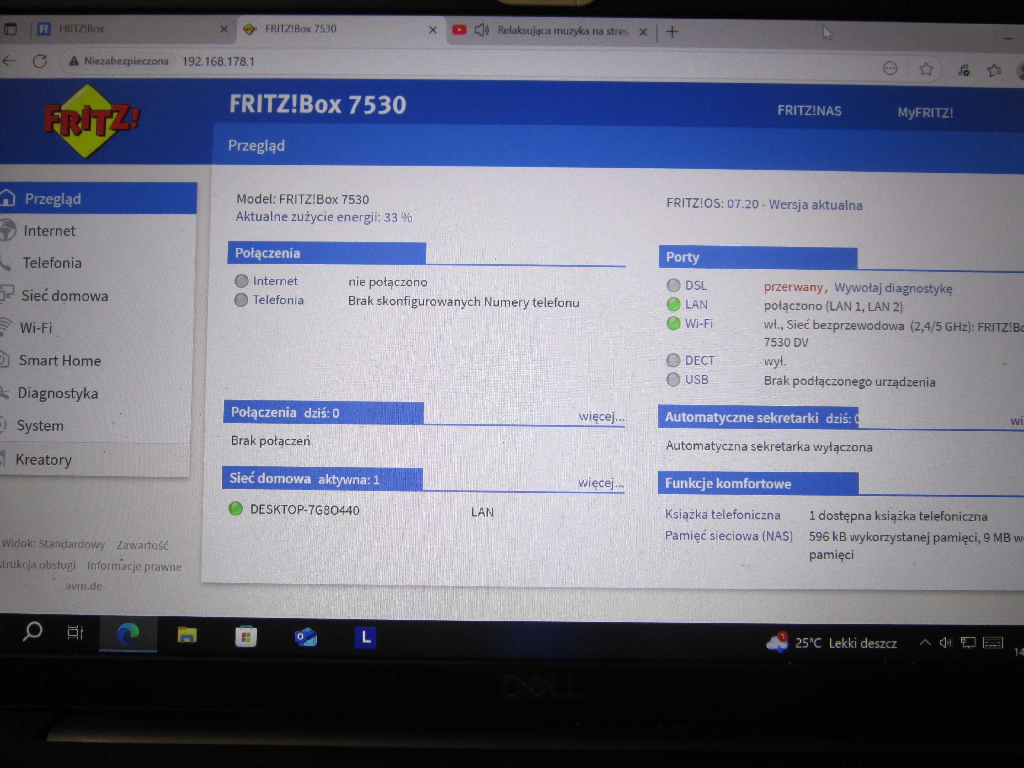 Router Fritz!Box 7530 menu PL Wi-Fi 5 AccessPoint Bridge Repeater