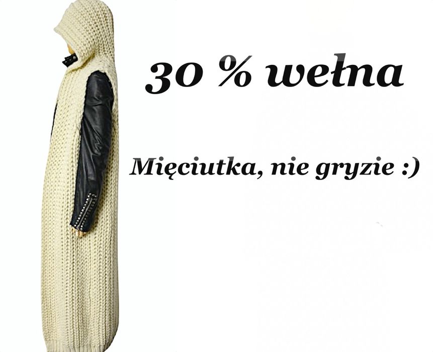 Ciepla dluga maxi sweterkowa kamizelka bezrekawnik m l xl xxl