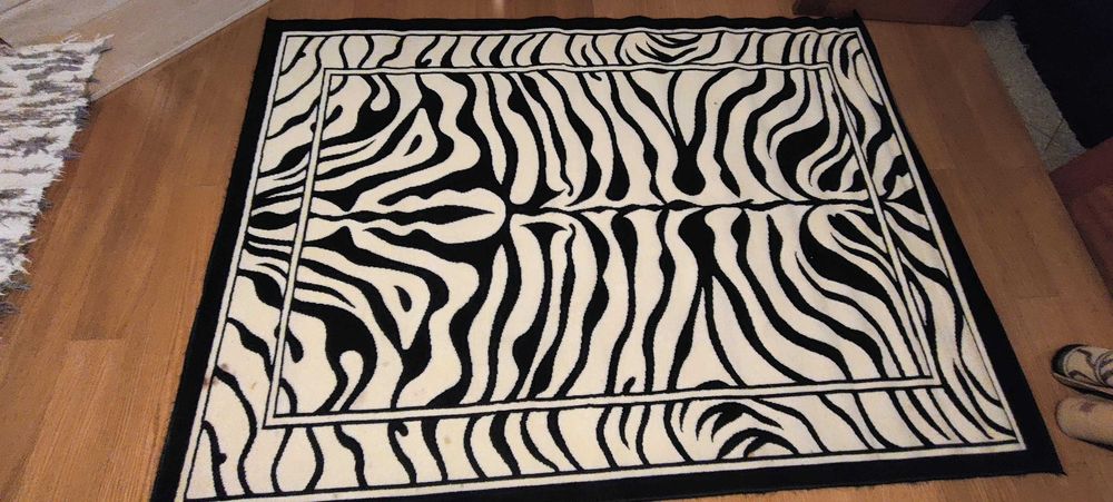 Conjunto de 2 tapetes 160 x 230 e 80 x 150 beije e preto