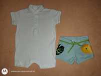Letni chłopięcy rampers z kołnierzykiem Next Baby 68+kąpielówki H&M.