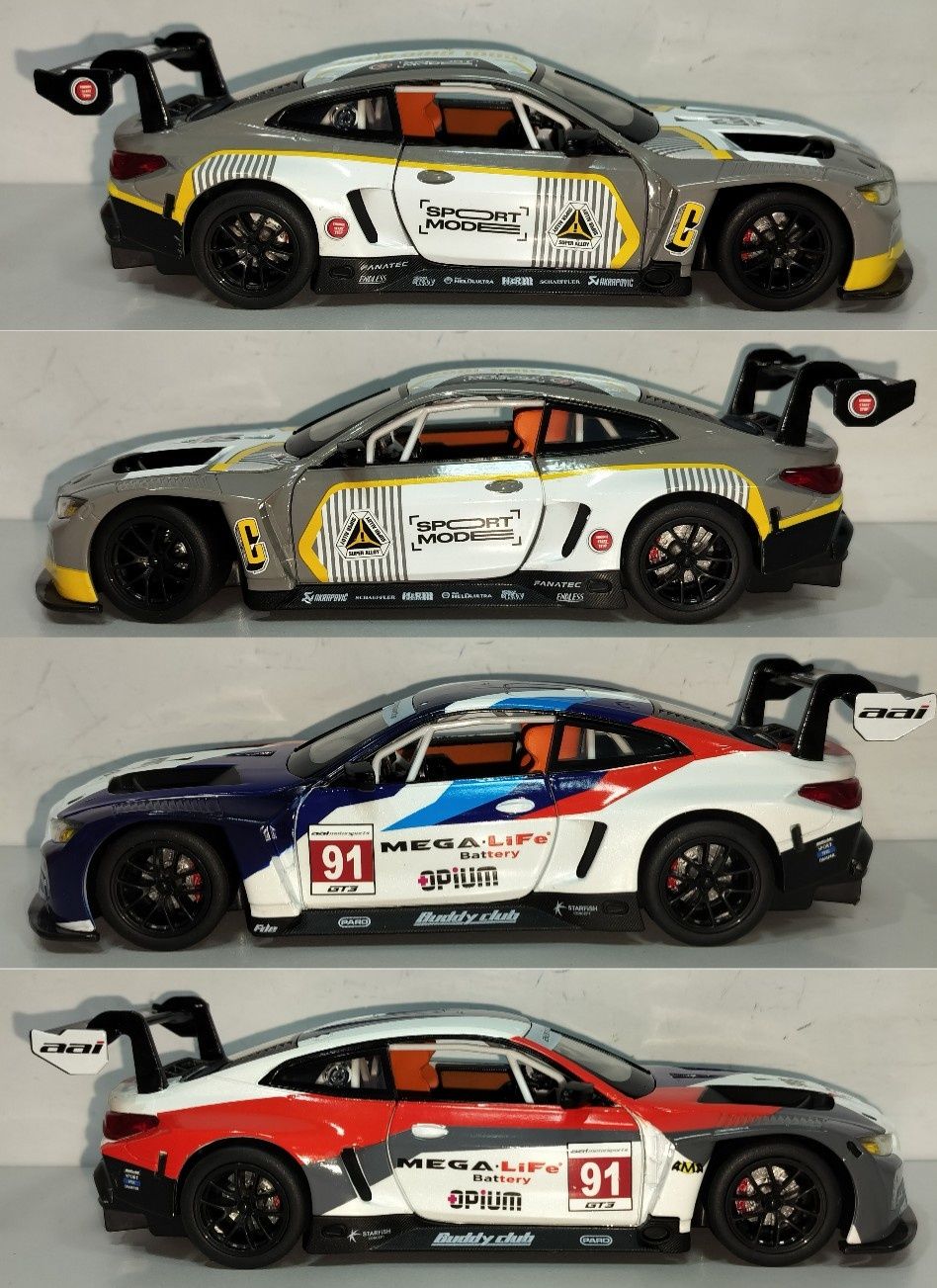 BMW M4 GT3 Racing модель 1:24 ТМ Автопром Металлическая звук свет