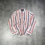 MĘSKA Koszula PREMIUM Paski Jasna Tommy Hilfgier Elegancka Małe Logo