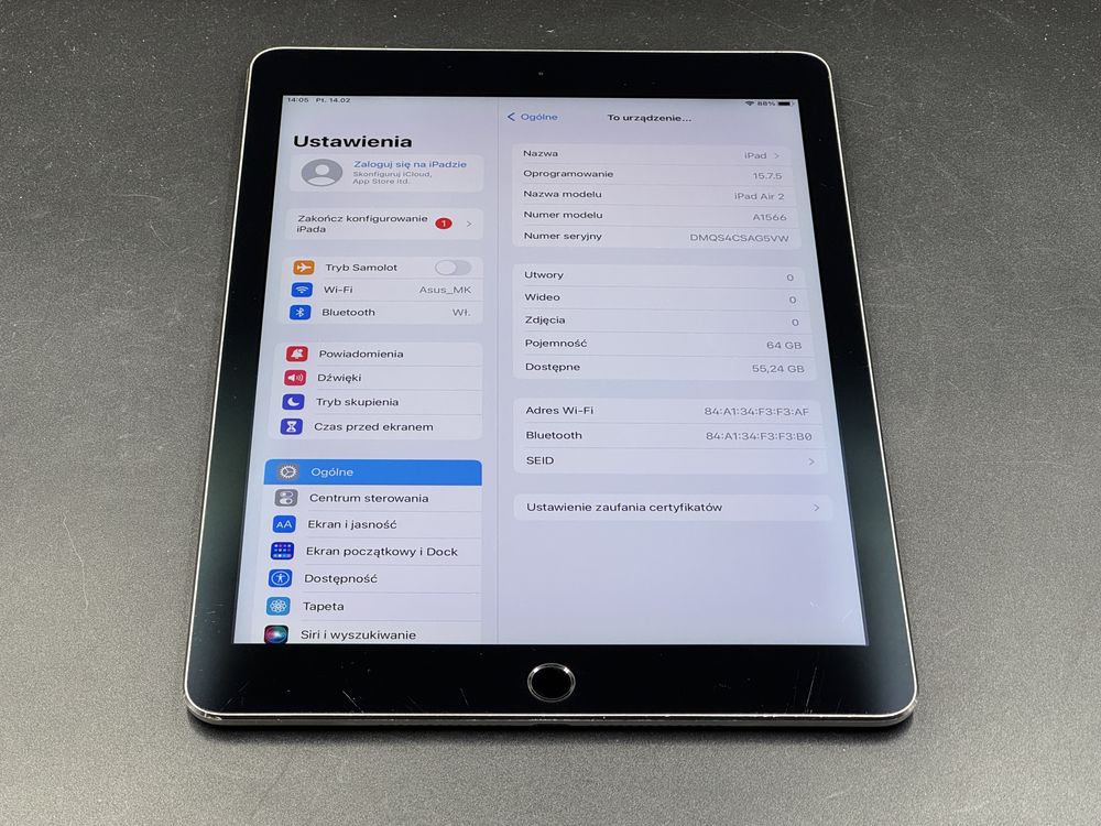 iPad Air 2 (A1566) - 64GB - faktura VAT 23%