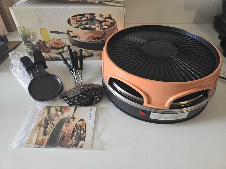 Emerio piec do pizzy 3 w 1, opatentowany design, dla 6 osób raclette