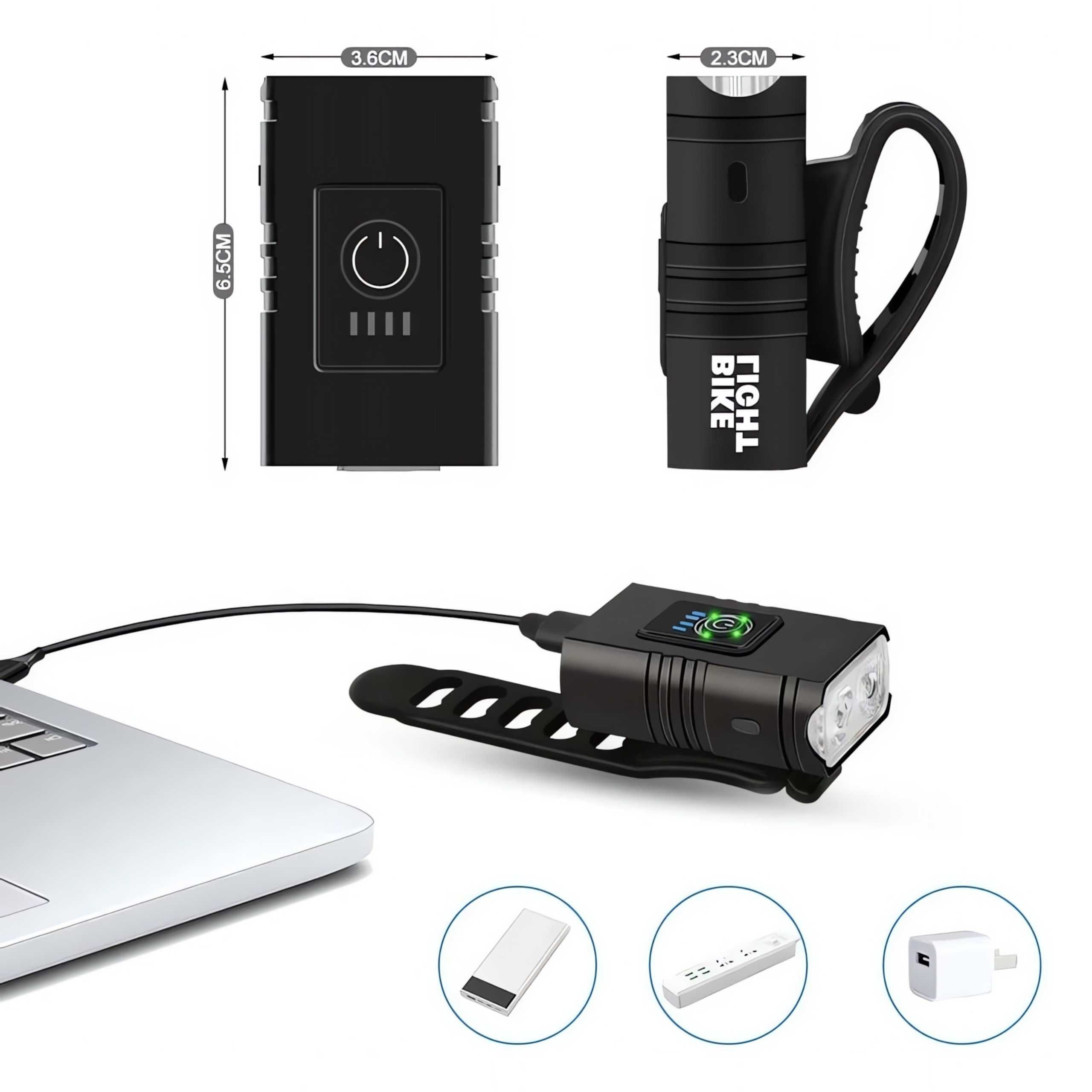LAMPKA Rowerowa Przednia Mocne Światło LED USB-C Wodoodporna Tryby