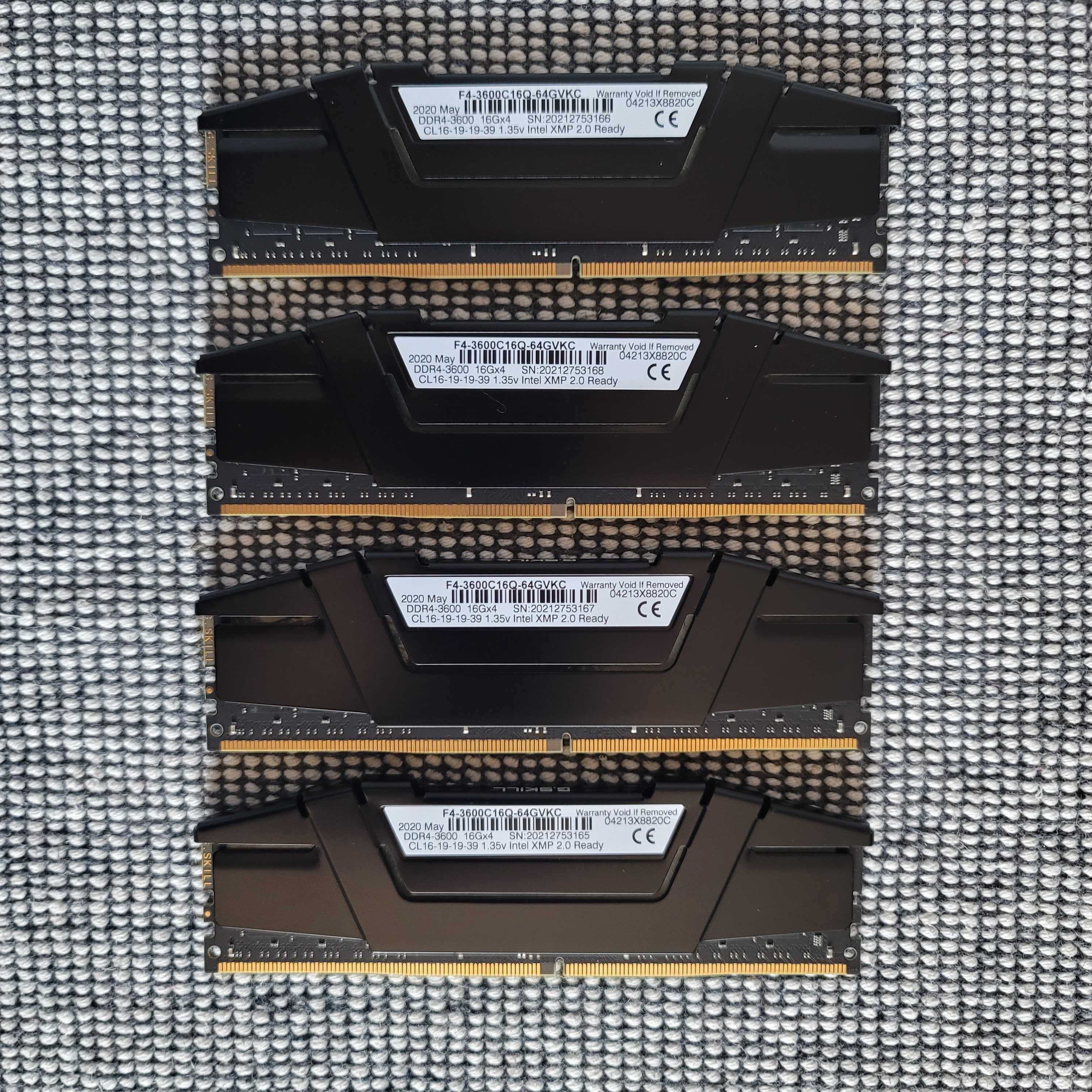 Пам'ять G.Skill RipjawsV 64 GB (4x16GB) DDR4 3600 (F4-3600C16Q-64GVKC)