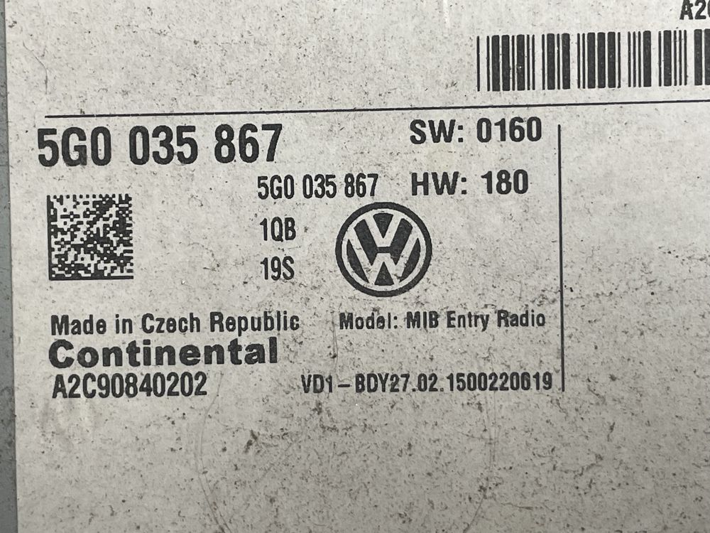 Продам автомагнітолу з VW golf 7  , 5G0 035 867