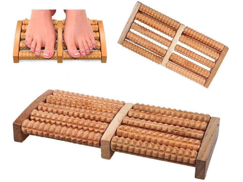 Masażer do STÓP DREWNIANY rolki wałki do Masażu SUPER ODPRĘŻENIE RELAX