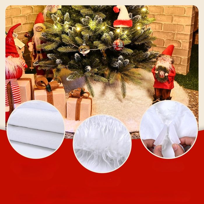 Dywanik Ozdobny pod Choinkę Sztuczne Futro Biała 150 cm