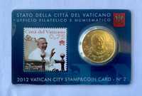 Ватикан 50 євроцентів + марка, 2012. UNC. Vatican Coin card №2
