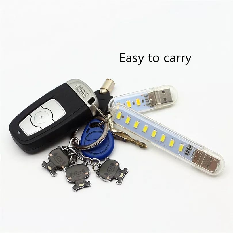 Мини светодиодный портативный фонарик, USB лампа, брелок.
3 или 8 ламп
