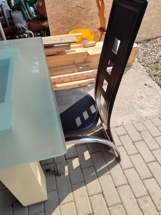 Duży Stół + krzesła Szklany Nogi Drewniane 250x100x75