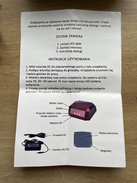 Lampa LED 36W do manicure hybrydowego