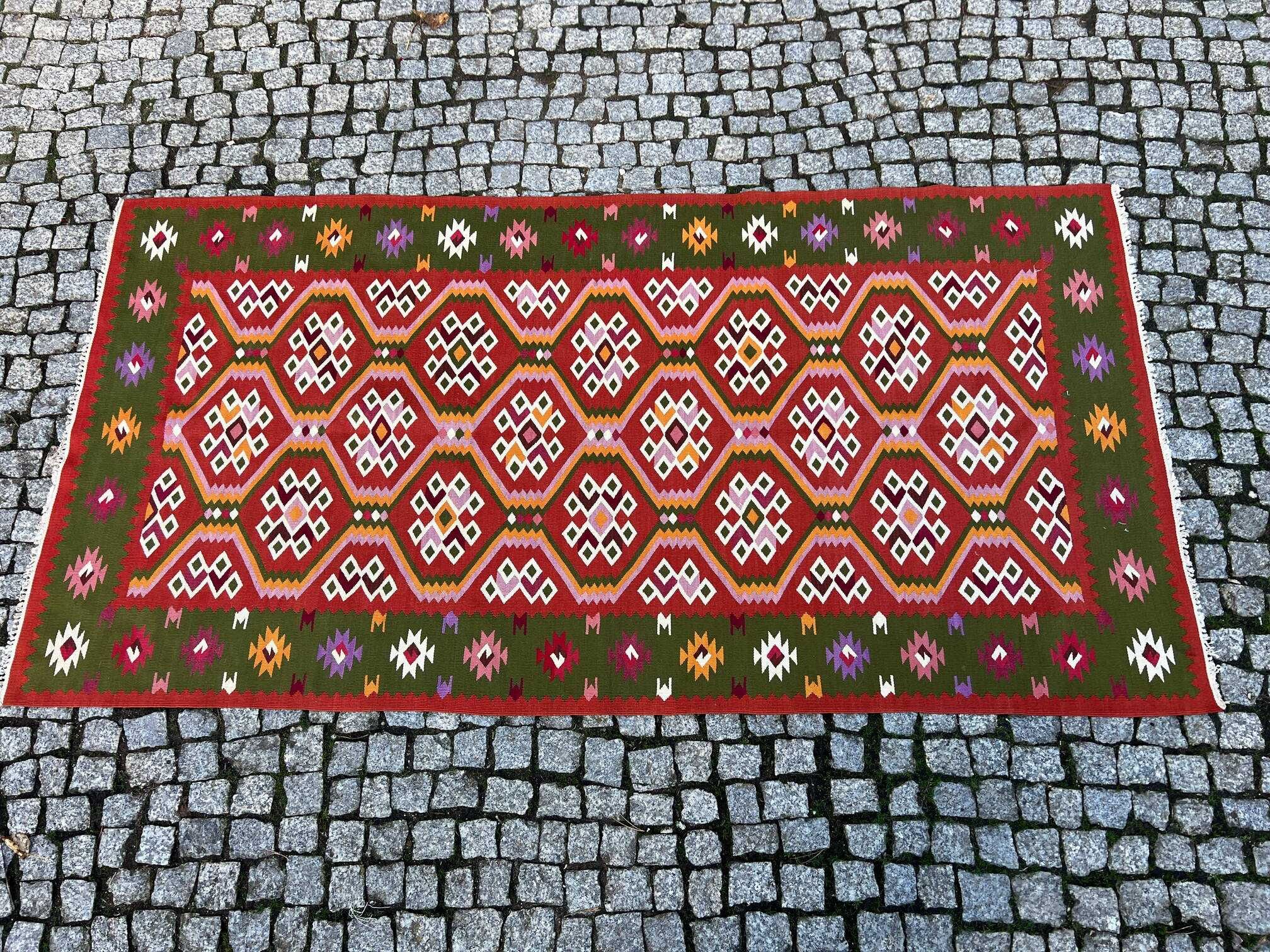 Ręcznie tkany wełniany kilim ART DECO 200x100 cm
