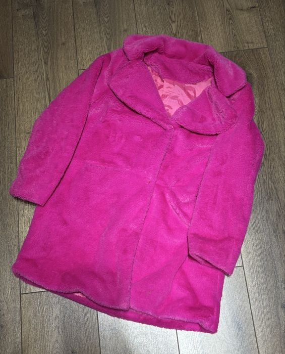 еко шуба яскраво рожева