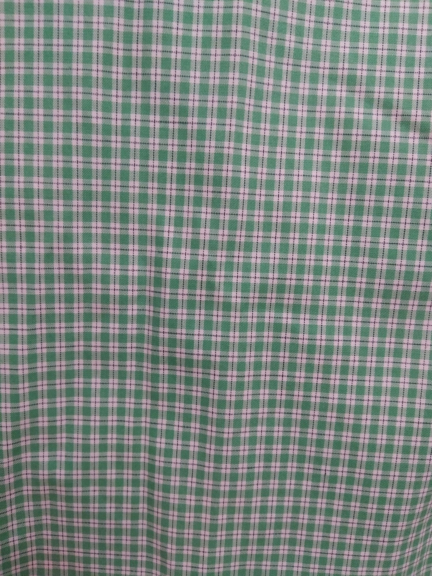 Męska koszula w drobną kratkę zielona na długi rękaw rozmiar S